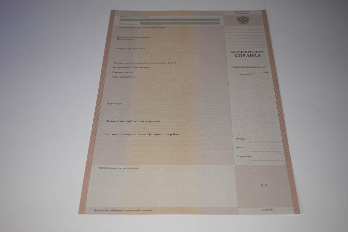 Академическая Справка ВУЗа 1996-2009 в Подольске
